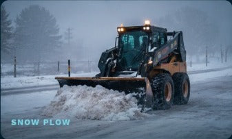 Compact snow plow at work
